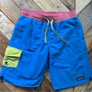 Patagonia Boy’s Blue and Pink Swim Trunks